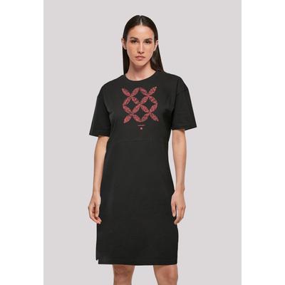 Shirtkleid F4NT4STIC "Blumenmuster Coral", Damen, Gr. L, schwarz, Obermaterial: 100% Baumwolle, casual, oversize, Rundhals, Kurzarm ohne Bündchen, Kleider, Print Image
