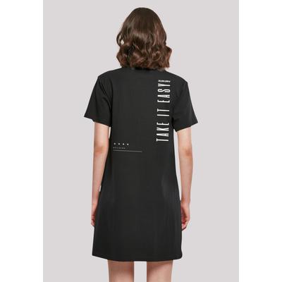 Shirtkleid F4NT4STIC "Take It Easy Text Damen T-Shirt Kleid", Damen, Gr. XL, schwarz, Obermaterial: 100% Baumwolle, casual, regular fit, Rundhals, Kurzarm ohne Bündchen, Kleider, Print Image