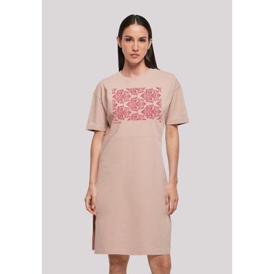 Shirtkleid F4NT4STIC "Muster Blumen Rot", Damen, Gr. 5XL, rosa (duskrose), Obermaterial: 100% Baumwolle, casual, oversize, Rundhals, Kurzarm ohne Bündchen, Kleider, Print Image
