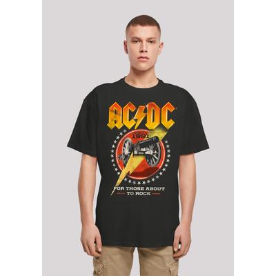 T-Shirt F4NT4STIC "ACDC Rock Band Shirt For Those About To Rock 1981", Herren, Gr. 5XL, schwarz, Obermaterial: 100% Baumwolle, casual, oversize, Rundhals, Kurzarm ohne Bündchen, Shirts, Print