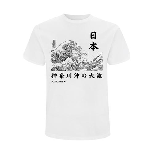 „T-Shirt F4NT4STIC „“Kanagawa Welle Japan““ Gr. S, weiß Herren Shirts Rundhalsshirts Print“