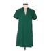 1.State Casual Dress - Shift V-Neck Short sleeves: Green Color Block Dresses - Women's Size 6