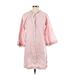 J.Crew Casual Dress - Shift Tie Neck 3/4 sleeves: Pink Print Dresses - New - Women's Size Small