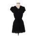 Paige Casual Dress - Mini V Neck Short sleeves: Black Print Dresses - Women's Size X-Small