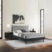 Artemio Black or Walnut Wood 3 Piece Bedroom Set with Grey Upholstered Headboard