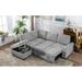 Velvet Sleeper Sectional Sofa Versatile L-Shape Corner Couch Sofa-Bed w/Storage Ottoman, Arm Storage, USB Ports & Power Sockets