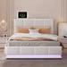 Tufted Upholstered Platform Bed with Hydraulic Storage System,PU Storage Bed with LED Lights and USB charger