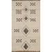 Ivory Geometric Moroccan Modern Accent Rug Handmade Wool Carpet - 2'11"x 5'5"