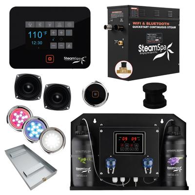 Black Series WiFi and Bluetooth 9kW QuickStart Steam Bath Generator Package with Dual Aroma Pump in Matte Black - Matte Black