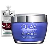 Olay Regenerist Retinol Moisturizer Retinol 24 Night Face Cream With Niacinamide Anti-Wrinkle Fragrance-Free 1.7 Oz Includes Olay Whip Travel Size For Dry Skin
