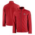 Men's Cutter & Buck Scarlet Ohio State Buckeyes Primary Logo Evoke Eco Softshell Recycled Full-Zip Jacket