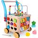 WOODMAM Wooden Baby Walker Activity Center Cube Sit-to-Stand Learning Farmyard Push & Pull Educational Toys Set Birthday Xmas Gift for Baby Toddler Boys Girls Age 12+ Months