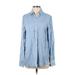 Banana Republic Long Sleeve Button Down Shirt: Blue Print Tops - Women's Size Small