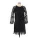 Zara Casual Dress - Mini Crew Neck 3/4 sleeves: Black Print Dresses - Women's Size X-Small