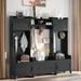 Wildon Home® Anbria Large Hall Tree w/ Bench & Storage Cabinets, Shelves Wood in Black | 72 H x 78.7 W x 15 D in | Wayfair