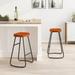 17 Stories Laurabell Solid Wood Bar Stool Wood/Metal in Brown | 29.53 H x 21.65 W x 17.72 D in | Wayfair 7490B49C3D634860AE258AC988C822B8