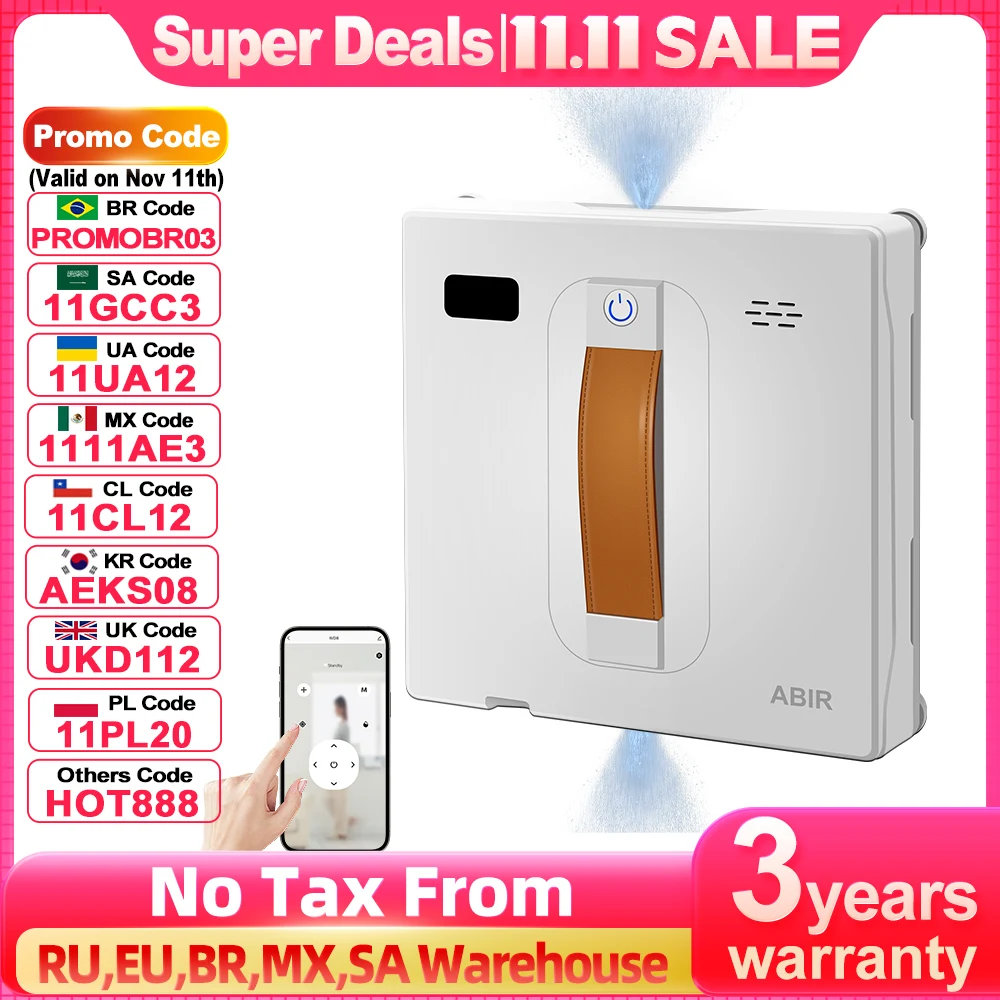 Nettoyeur de fenêtres robot ABIR WD8,Double Pulvérisation d