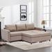 Livingroom 3 Seater Module Sectional Sofa with Ottoman Chaise Lounge, Recliner Sleeper Sofa Bed, Linen Upholstered Couch, Brown