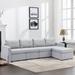 L-shape Module Sectional Sofa w/Ottoman Chaise Lounge, Recliner Sleeper Sofa Bed w/ Sofa Covers, Linen Fabric Couch, Light Grey