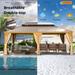 Outdoor Galvanized Steel Roof Gazebo Pergola w Wooden Coated Alumninum Frame, Privacy Curtains and Nettings Include