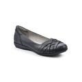 Wide Width Women's Chic Casual Flat by Cliffs in Black Burnished Smooth (Size 6 W)