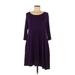 42 Pops Casual Dress - A-Line: Purple Solid Dresses - Women's Size Medium