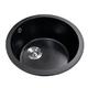 Black Quartz Sink Round Sink Bar Sinks Undermount Sink Apartment Small Sink High Temperature Resistance No Fading (Size : 46CM)