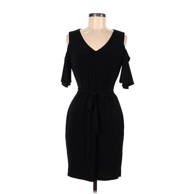 Calvin Klein Casual Dress - Sheath Cold Shoulder 3/4 sleeves: Black Print Dresses - Women's Size 6