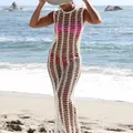 Robe de plage en dentelle ajourée au Crochet Cover-Up pour Bikini vêtements de plage vacances