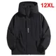 Coupe-vent imperméable pour homme veste d'extérieur couleur unie noir grande taille 10XL 12XL