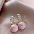 Huretailers-Boucles d'oreilles en perles simulées pour femmes boucles d'oreilles en perles roses et