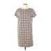 J.Jill Casual Dress - Mini High Neck Short sleeves: Gray Print Dresses - Women's Size Medium Petite