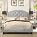 Full Upholstered Platform Bed with Adjustable Headboard