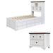 Captain Bookcase Bed Storage Bed Trundle Bed with Nightstand, White