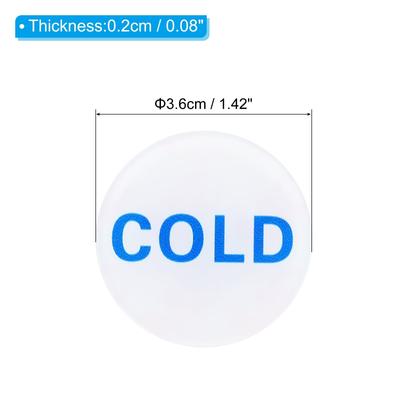 Self Stick Hot/Cold Water Label, Acrylic Round Shape Signs White