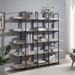 5 Tier Bookcase Home Office Open Bookshelf, Vintage Industrial Style Shelf with Metal Frame, MDF Board