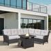 Wicker Outdoor Patio Furniture Sets with Fire Pit Table