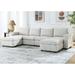 Upholstered Modular Sofa with 2 Movable Ottoman, 132" L Shaped Sectional Sofa Sets 4 Seater Couch Sofa for Living Room Apartment