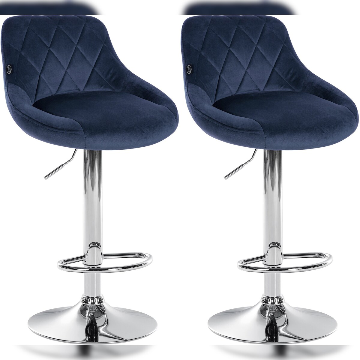 CLP 2er Set Barhocker Lazio Samt blau/chrom Image