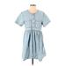 ASOS Casual Dress - A-Line Crew Neck Short sleeves: Blue Print Dresses - Women's Size 4