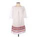 J.Crew Casual Dress - Shift Boatneck 3/4 sleeves: White Print Dresses - Women's Size Small