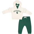 Girls Newborn & Infant Colosseum Natural/Green Michigan State Spartans Pullover Hoodie Fleece Pants Set
