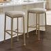 Sloan Backless Bar & Counter Stool - Bar Height (29-1/2" H Seat), Antique Brass, Antique Brass/Marbled Snow/Bar Height - Grandin Road