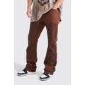 Mens Brown Tall Slim Rigid Flare Overdye Carpenter Jeans, Brown