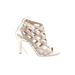 Audrey Brooke Heels: Gladiator Stilleto Cocktail Party Silver Solid Shoes - Women's Size 9 - Open Toe