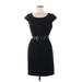 Tahari by ASL Casual Dress - Sheath Scoop Neck Short sleeves: Black Print Dresses - Women's Size 6
