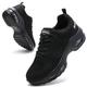 Womens Runnig Trainers Arch Support Memory Foam Gym Shoes Ladies Lightweight Mesh Air Cushion Walking Sneakers All Black UK 4