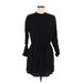 Lou & Grey Casual Dress - Shirtdress Crew Neck 3/4 sleeves: Black Print Dresses - Women's Size Medium