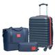 COOLIFE Suitcase Trolley Carry On Hand Cabin Luggage Hard Shell Travel Bag Lightweight with TSA Lock,The Suitcase Included 1pcs Travel Bag and 1pcs Toiletry Bag (Blue/Red, 20 Inch Luggage Set)