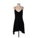 Topshop Casual Dress - Mini Plunge Sleeveless: Black Print Dresses - Women's Size 4